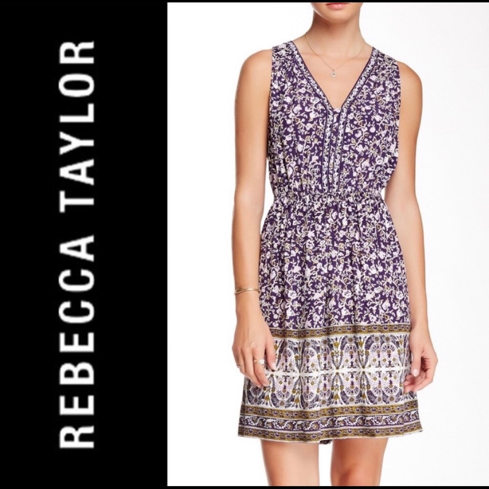 Rebecca Taylor Indian Floral Print Mini Dress size 2